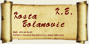 Kosta Bolanović vizit kartica